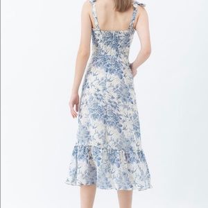 Chicwish swallow and rose printed tie strap midi dress